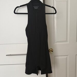 White Fox Boutique Black Sleeveless Zip-Front Jumpsuit Romper
